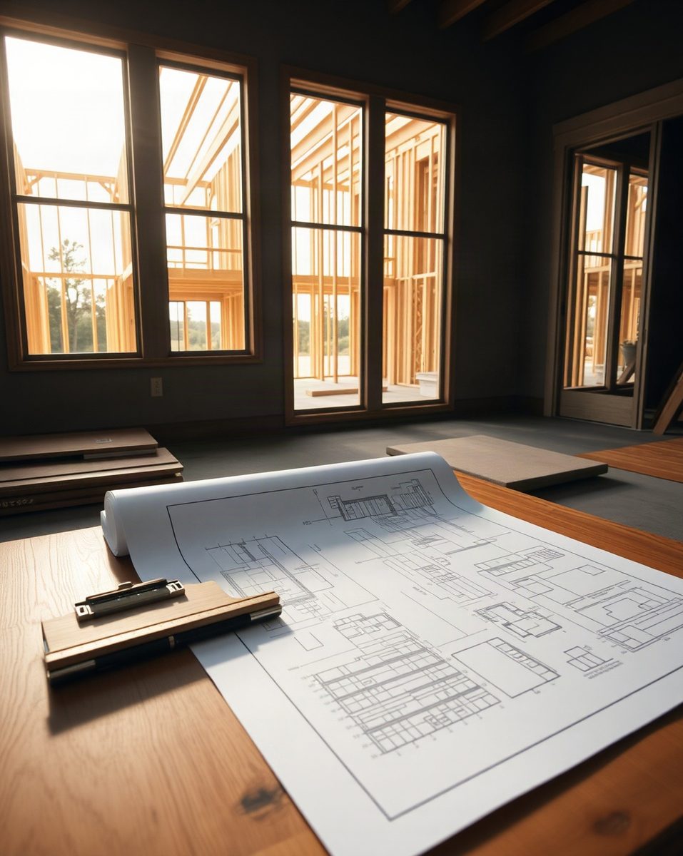 Interior room in prep, natural daylight through the openings