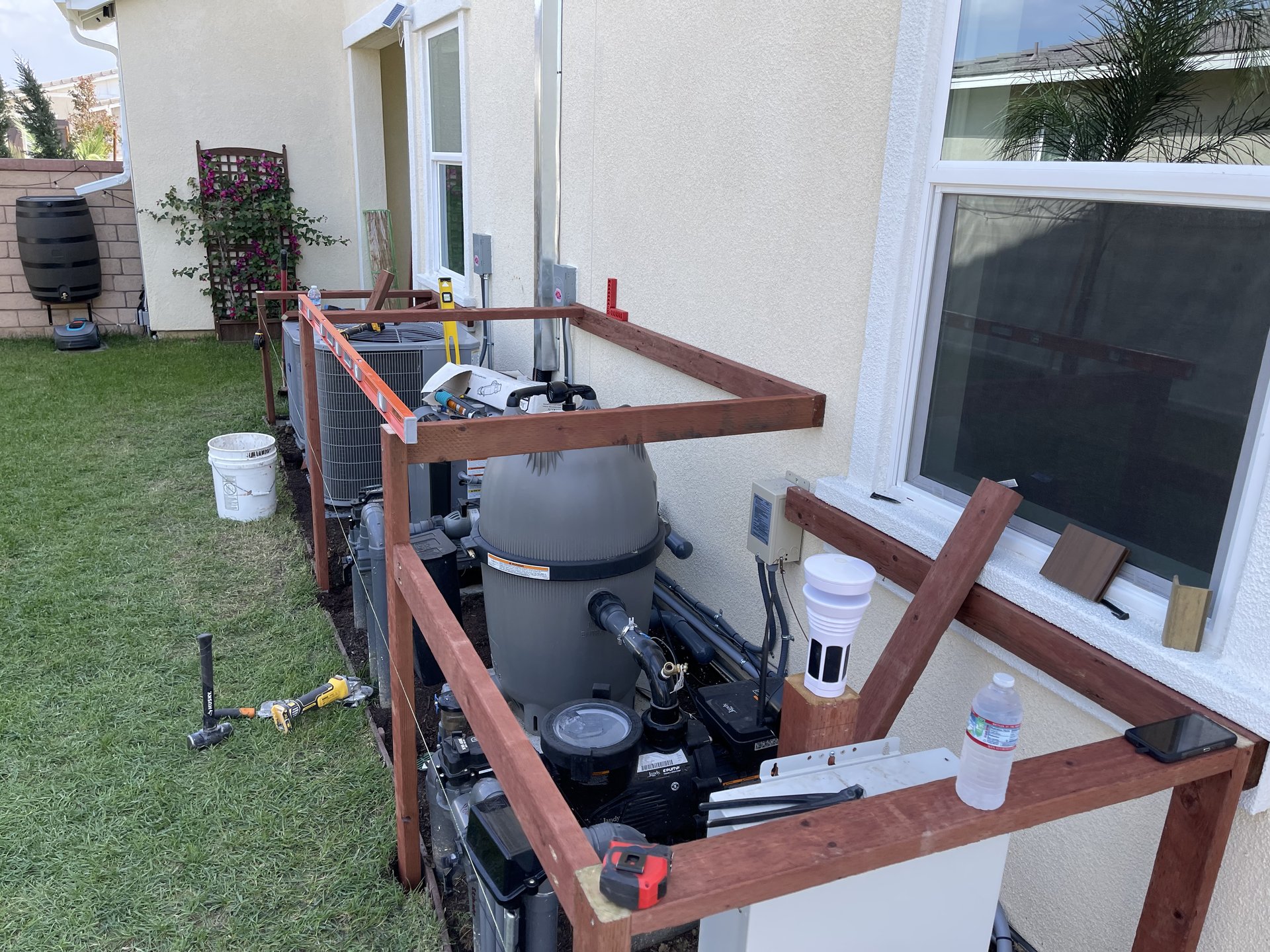 Cedar enclosure framing in progress — Menifee