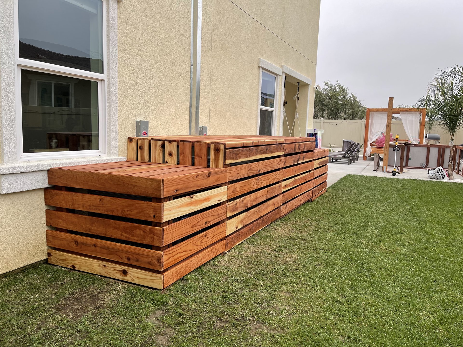 Cedar enclosure in context with backyard — Menifee