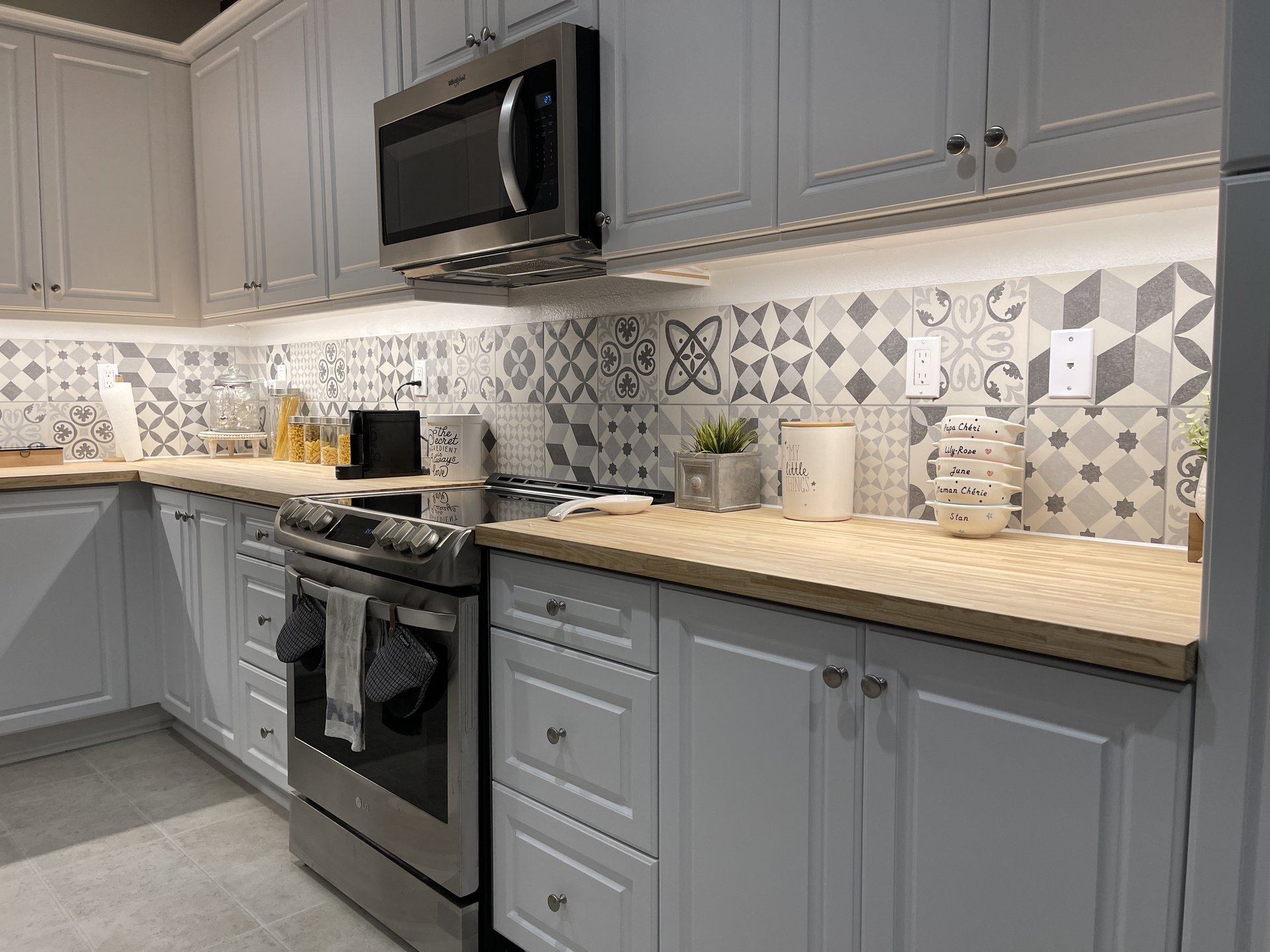Kitchen face-lift with butcher block counters — Menifee, CA