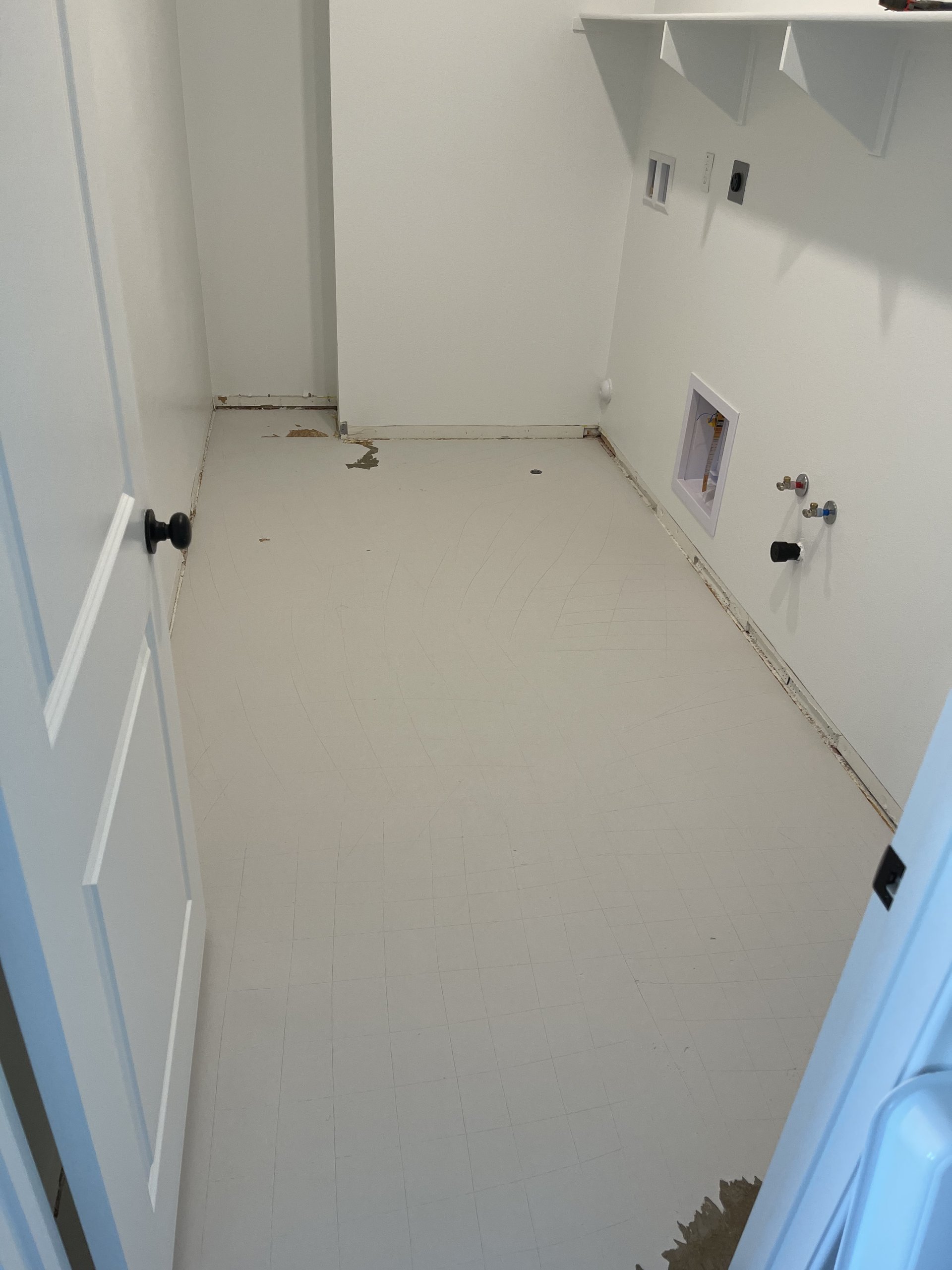 Floor stripped down to subfloor, prepared for new tile — Menifee