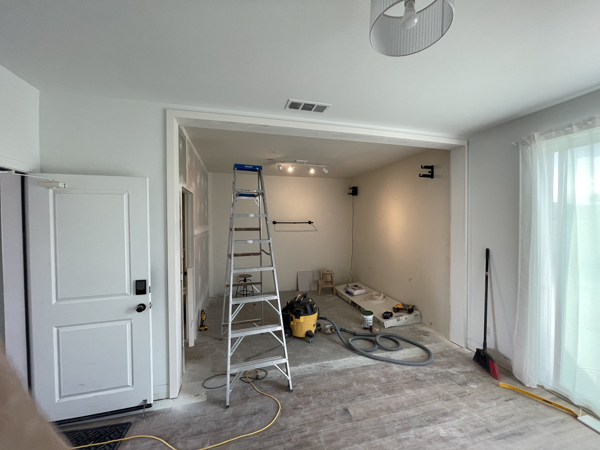 Original garage interior before conversion